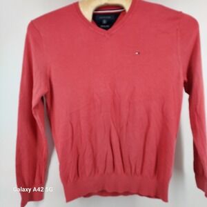 Tommy Hilfiger Men's Coral V Neck Soft Cotton Blend Sweater L G